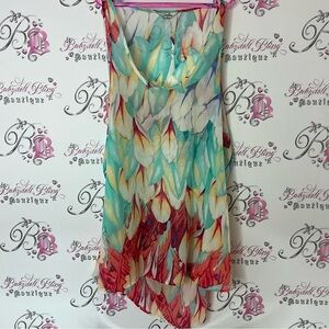 Ali & Kris tank top flowy water color style Multicolor Feather shirt
